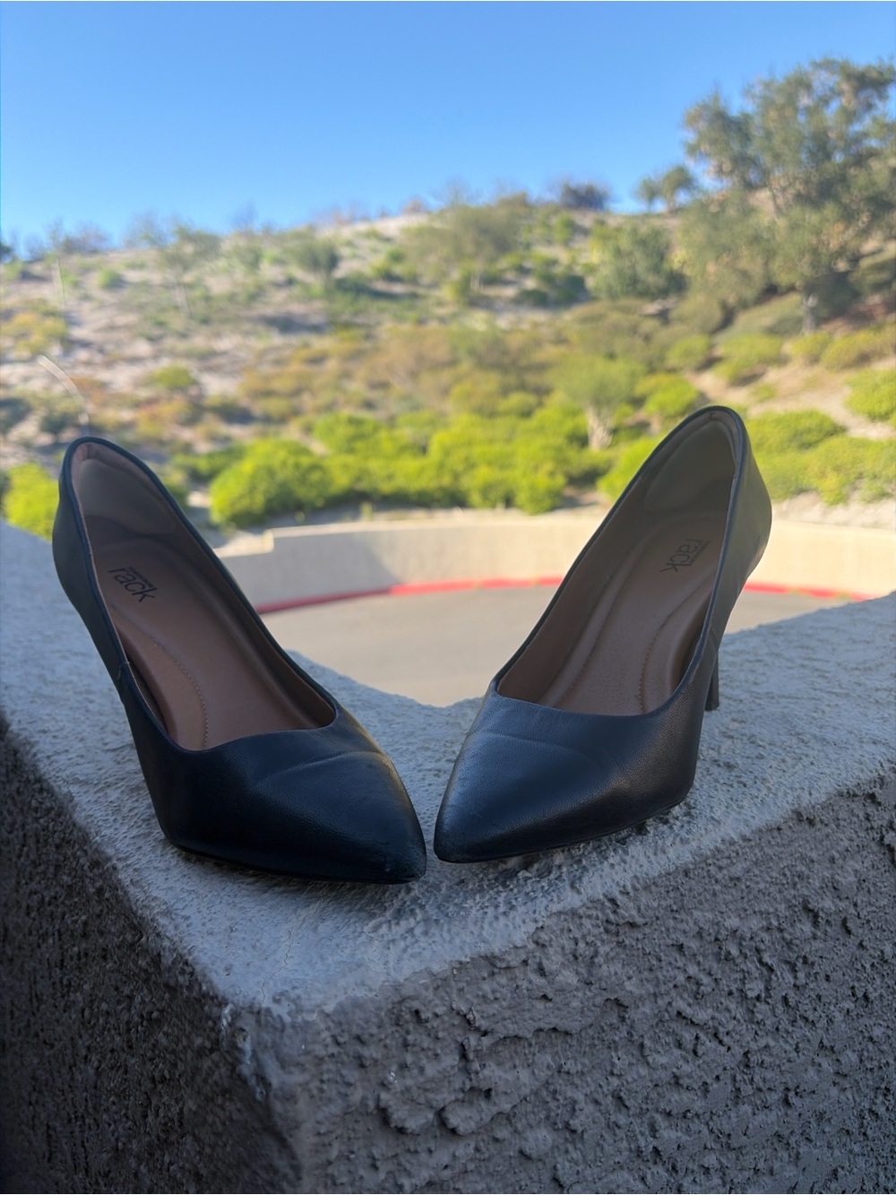 Women's Black Pointed-Toe Mid Heel Pumps